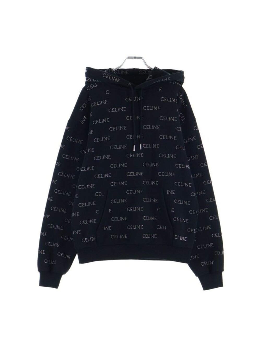 Celine Studded Loose Hoodie Black Cotton